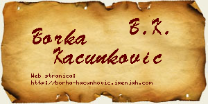 Borka Kačunković vizit kartica